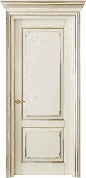 Дверь межкомнатная 6211 БМБЗ. Цвет Бук молочно-белый с золотом. Материал  Массив бука эмаль с патиной. Коллекция Royal. Картинка.