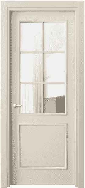 Дверь межкомнатная 8122 ММЦ Прозрачное стекло. Цвет Матовый марципановый. Материал Гладкая эмаль. Коллекция Paris. Картинка.