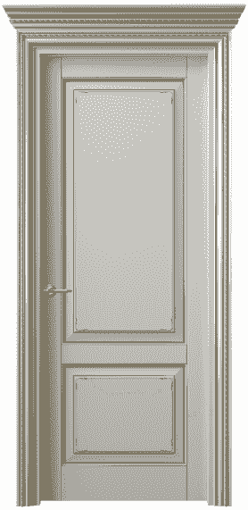 Дверь межкомнатная 6211 БСРП. Цвет Бук серый с позолотой. Материал  Массив бука эмаль с патиной. Коллекция Royal. Картинка.