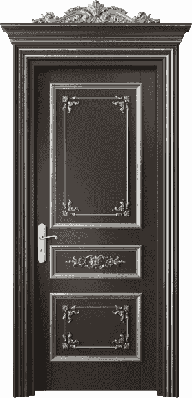 Дверь межкомнатная 6503 БАНСА. Цвет Бук антрацит серебряный антик. Материал Массив бука эмаль с патиной серебро античное. Коллекция Imperial. Картинка.