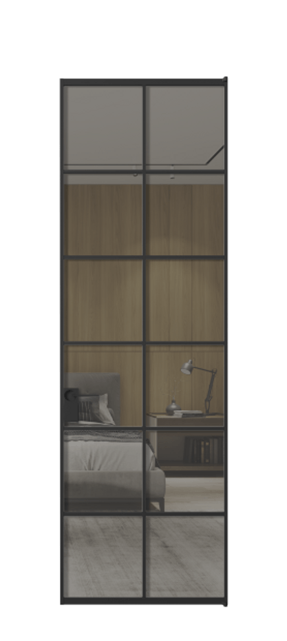 Алюминиевая дверь АЛПЛ040.05 Алюминий Черный Рефлективное серое стекло "Stopsol", калёное Цена 152470  | Volhovec