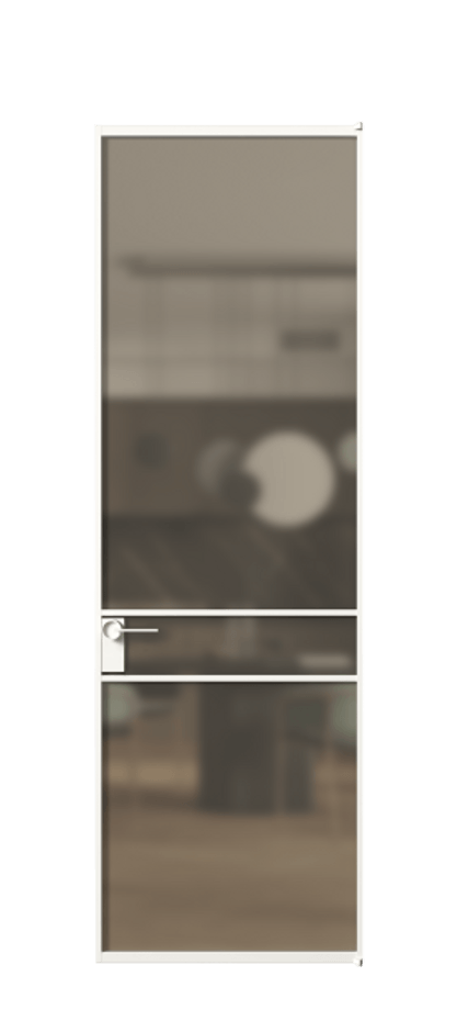 Алюминиевая дверь АЛПЛ040.02 Алюминий Белый Сатинированное бронзовое стекло, триплекс Цена 138970  | Volhovec