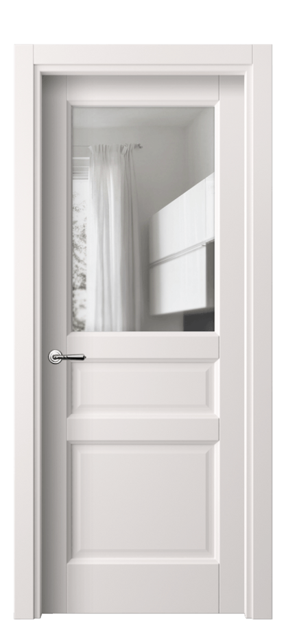 Межкомнатная дверь Galant 1432 ПЭТ кремово-серый Прозрачное стекло Цена 26959 ₽ | Volhovec