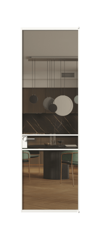 Алюминиевая дверь АЛПЛ040.02 Алюминий Белый Прозрачное бронзовое стекло, триплекс Цена 138970  | Volhovec