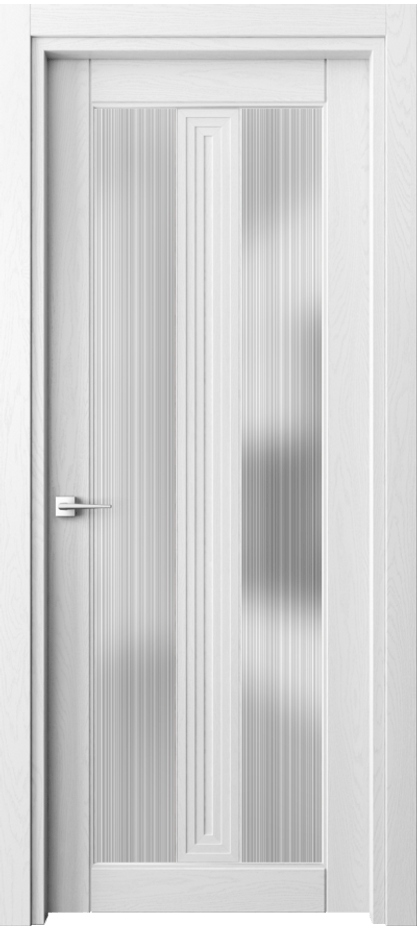 Межкомнатная дверь Ego 6122 Дуб белоснежный Сатинированное стекло "Дождь",4 мм Цена 92479 ₽ | Volhovec