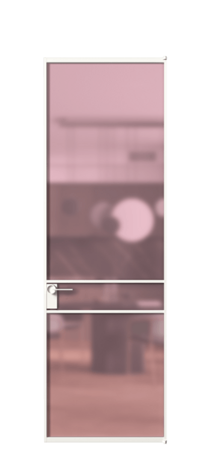 Алюминиевая дверь АЛПЛ040.02 Алюминий Белый Сатинированное розовое стекло, триплекс Цена 202340  | Volhovec