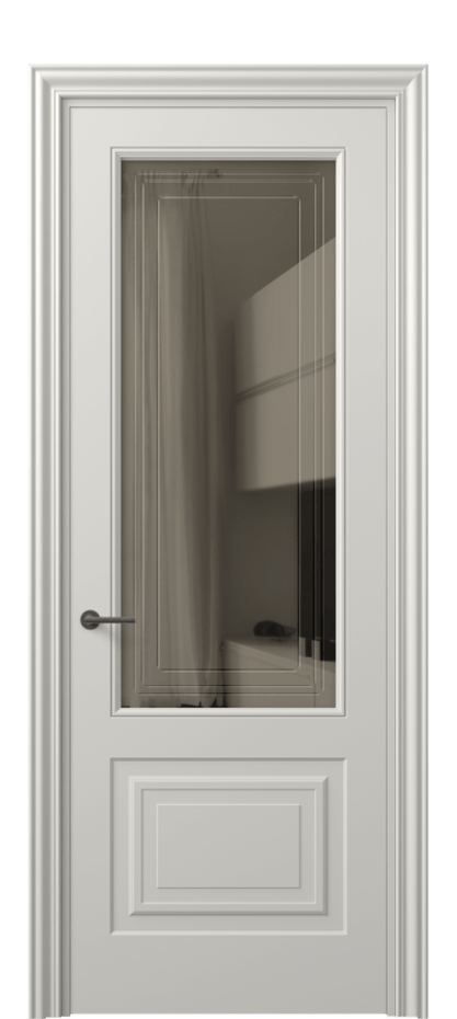 Межкомнатная дверь Mascot 8452 Матовый тёплый серый Прозрачное бронзовое стекло с гравировкой "Грани", триплекс, 7 мм Цена 62079 ₽ | Volhovec