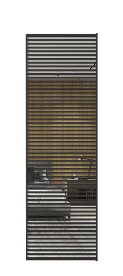 Алюминиевая дверь АЛПЛ040.07 Алюминий Черный Двустороннее зеркало, триплекс , триплекс 6 мм Цена 221770  | Volhovec