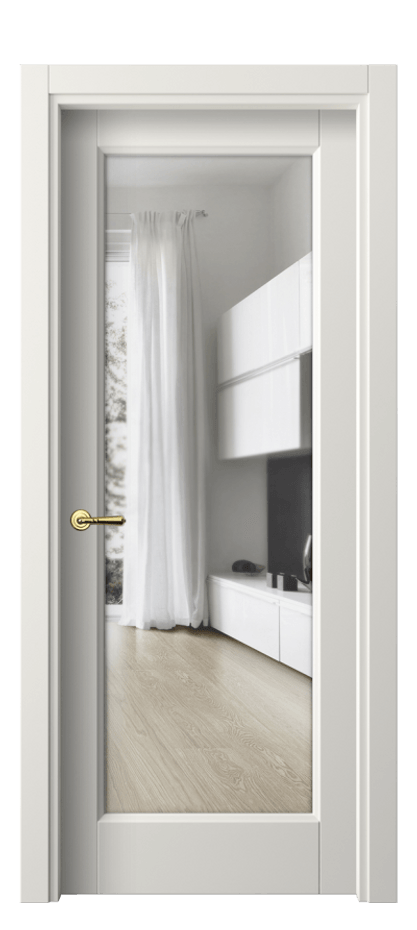 Межкомнатная дверь Galant 1402 Софт-тач белоснежный Прозрачное стекло, 4 мм Цена 26330 ₽ | Volhovec