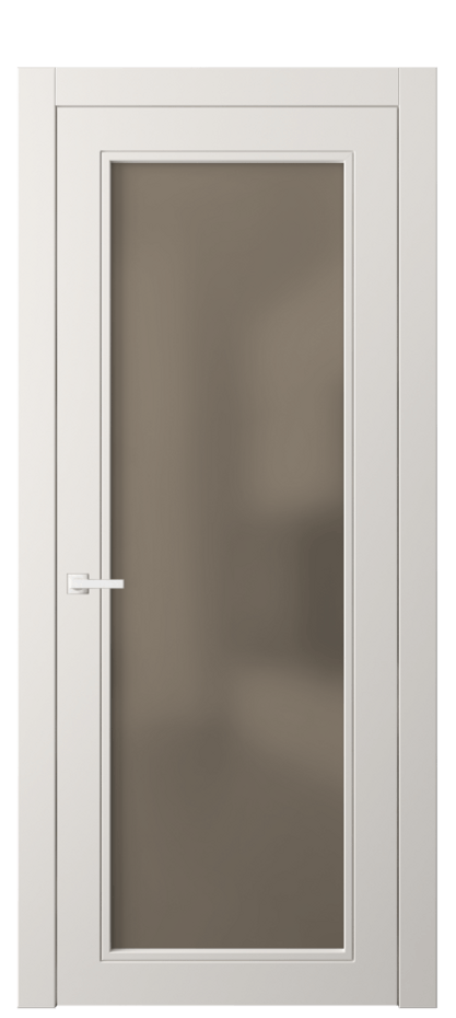 Межкомнатная дверь Neo Classic 8000 Матовый пудровый белый Сатинированное бронзовое стекло, триплекс, 8 мм Цена 48079 ₽ | Volhovec