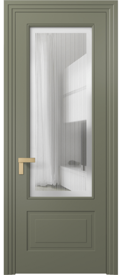 Межкомнатная дверь Rocca 8342 Матовый оливковый тёмный Сатинированное с гравировкой "Каннелюры", триплекс, 7 мм Цена 86899 ₽ | Volhovec