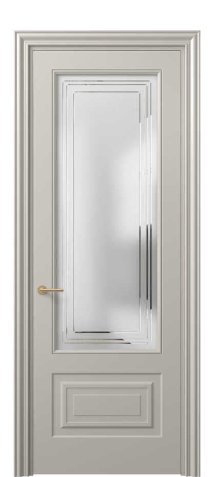 Межкомнатная дверь Mascot 8442 Матовый светло-бежевый Сатинированное стекло с гравировкой "Грани", триплекс, 7 мм Цена 62079 ₽ | Volhovec