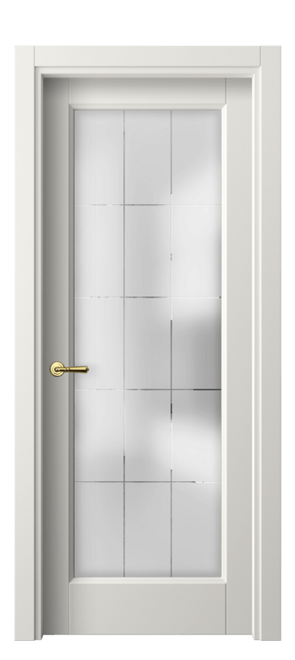 Межкомнатная дверь Galant 1402 Софт-тач белоснежный Сатинированное стекло с гравировкой "Лофт", 4 мм Цена 27100 ₽ | Volhovec