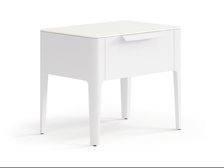 Мебель Тумба прикроватная Piega 1 ящик. Цвет Матовый пудровый белый. Материал Гладкая эмаль. Коллекция Тумба прикроватная Piega 1 ящик. Картинка.