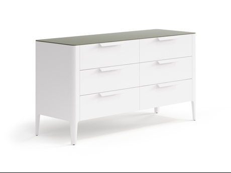 Мебель Комод Piega 6 ящиков. Цвет Матовый пудровый белый. Материал Гладкая эмаль. Коллекция Комод Piega 6 ящиков. Картинка.