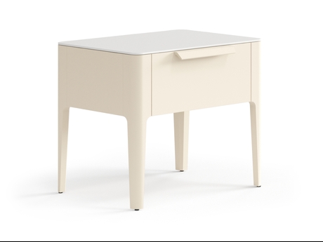 Мебель Тумба прикроватная Piega 1 ящик. Цвет Матовый светло-бежевый. Материал Гладкая эмаль. Коллекция Тумба прикроватная Piega 1 ящик. Картинка.