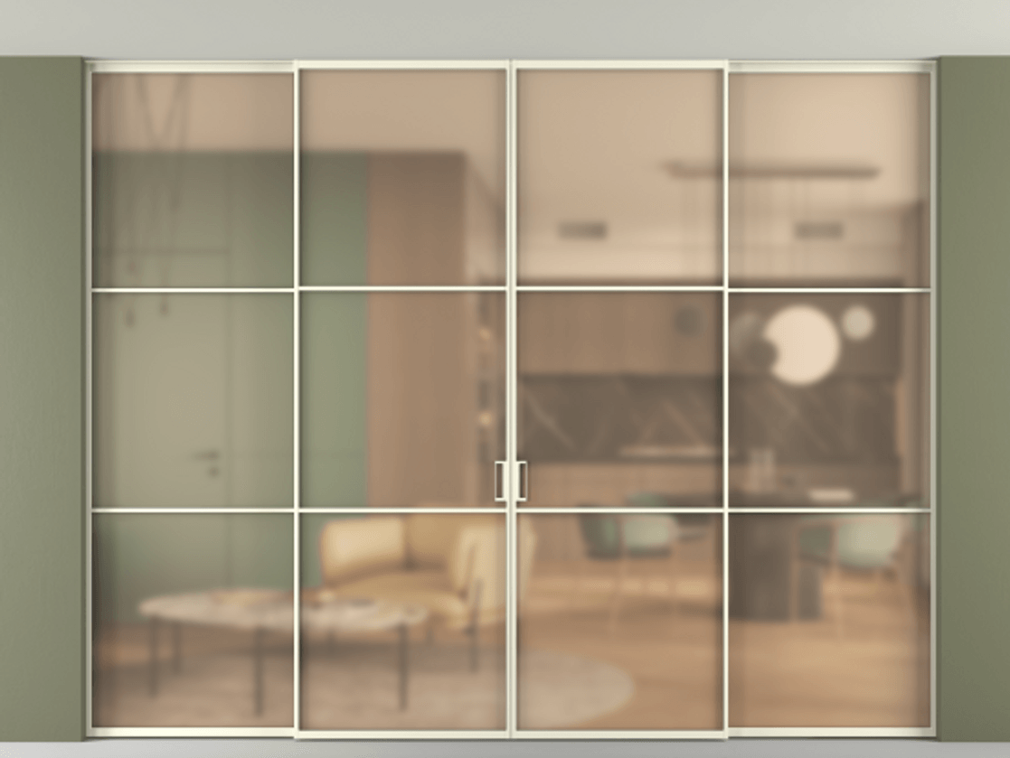 Перегородка Formato внутри проёма четырёхстворчатая со скрытым креплением в потолок АЛПР 040.03 Алюминий молочно-белый Сатинированное оранжевое стекло, триплекс. Цена 457052 ₽ 1. Полотно 4 шт. (800/2100 мм)
2. Комплект установки раздвижной системы
3. Базовый комплект фурнитуры
4.Ручка RONDO. Фабрика дверей Волховец 8 (800) 551 43 19 Перегородка Formato внутри проёма четырёхстворчатая со скрытым креплением в потолок АЛПР 040.03 Алюминий молочно-белый Сатинированное оранжевое стекло, триплекс Цена 457052 ₽ | Volhovec