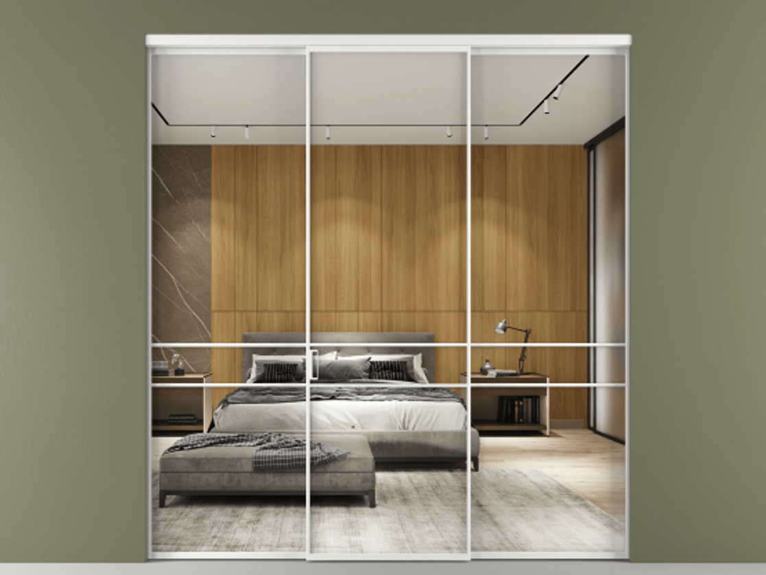 Перегородка Formato внутри проёма трёхстворчатая АЛПР 040.02 Алюминий белоснежный Двустороннее зеркало, триплекс 6 мм, триплекс 6 мм.  Цена 1865390 AMD 1. Полотно 3 шт.  (800/2100 мм)
2. Комплект установки раздвижной системы
3. Базовый комплект фурнитуры
4.Ручка RONDO. Фабрика дверей Волховец 8 (800) 551 43 19  Перегородка Formato внутри проёма трёхстворчатая АЛПР 040.02 Алюминий белоснежный Двустороннее зеркало, триплекс 6 мм, триплекс 6 мм Цена 1865390 AMD | Volhovec