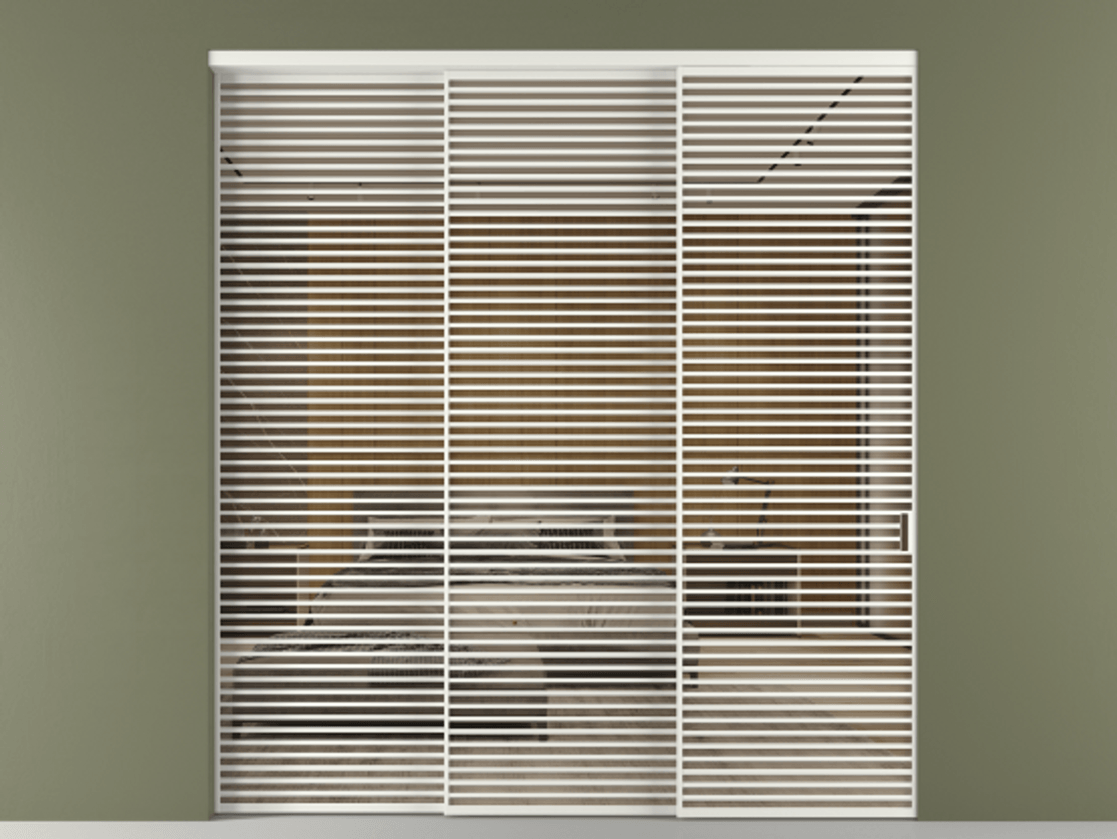 Перегородка Формато внутри проёма 3 створки с синхронным механизмом АЛПР 040.07 Алюминий светло-серый Рефлективное бронзовое стекло "Стопсол", калёное. Цена 598940 ₽ 1. Полотно 3 шт. (800/2100 мм)
2. Комплект установки раздвижной системы
3. Базовый комплект фурнитуры
4. Комплект фурнитуры телескопик синхро-2
5.Ручка Рондо. Фабрика дверей Волховец 8 (800) 551 43 19 Перегородка Формато внутри проёма 3 створки с синхронным механизмом АЛПР 040.07 Алюминий светло-серый Рефлективное бронзовое стекло "Стопсол", калёное Цена 598940 ₽ | Volhovec