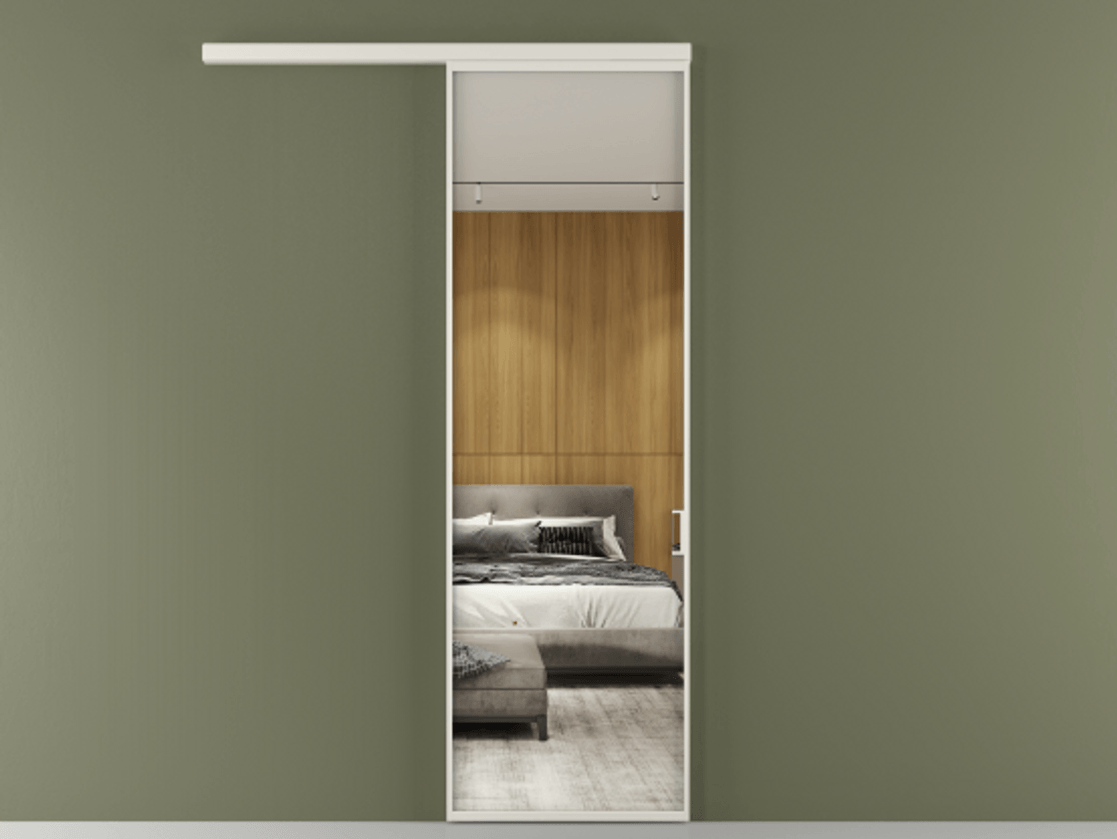 Перегородка Formato вдоль стены 1 створка АЛПР 040.01 Алюминий Белый Двустороннее зеркало, триплекс , триплекс 6 мм Цена 111000 ₽  | Volhovec