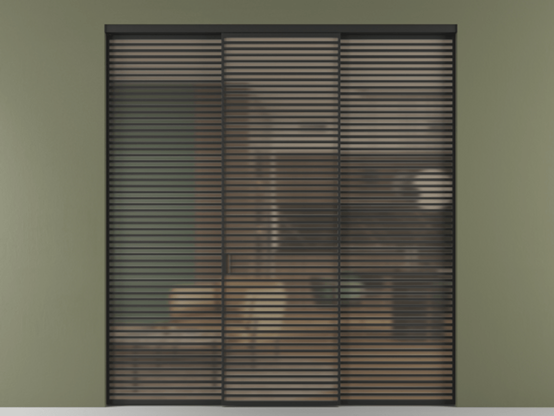 Перегородка Formato внутри проёма 3 створки АЛПР 040.07 Алюминий Черный Сатинированное бронзовое стекло, триплекс Цена 437900 ₽ | Volhovec