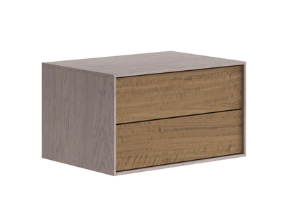 Мебель Тумба подвесная прикроватная Module 2 ящика. Цвет Дуб дымчатый. Материал Шпон ценных пород. Коллекция Тумба подвесная прикроватная Module 2 ящика. Картинка.