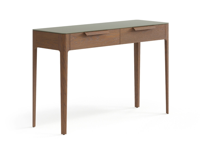 Мебель Консоль Piega 2 ящика. Цвет Дуб каштановый матовый. Материал Массив дуба матовый. Коллекция Консоль Piega 2 ящика. Картинка.