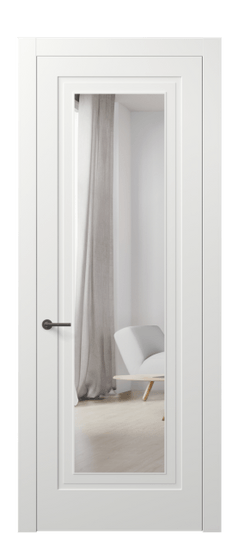 Дверь межкомнатная АКП 8403 МССР Зеркало с одной стороны. Цвет Матовый светло-серый. Материал Гладкая эмаль. Коллекция Mascot. Картинка.