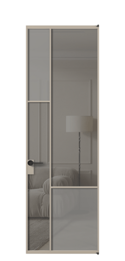 Межкомнатная дверь АЛПЛ041.13 АБСКСерый сатин матовое + Серый прозрачное. Цвет Алюминий бисквитный. Материал Алюминий в эмали. Коллекция Mosaic. Фото. Дверь межкомнатная АЛПЛ041.13 АБСКСерый сатин матовое + Серый прозрачное. Цвет Алюминий бисквитный. Материал Алюминий в эмали. Коллекция Mosaic. Картинка.