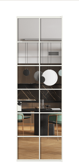 Дверь межкомнатная АЛПЛ040.05 АССР Crystalvision. Цвет Алюминий светло-серый. Материал Алюминий в эмали. Коллекция Formato. Картинка.