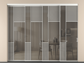 Алюминевая перегородка vntl4_5_АБЛ_Серый сатин триплекс+Серый триплекс_new. Цвет Алюминий белоснежный. Материал Алюминий в эмали. Коллекция Перегородка Мозаик внутри проёма 4 створки с синхронным механизмом. Фото. Алюминевая перегородка vntl4_5_АБЛ_Серый сатин триплекс+Серый триплекс_new. Цвет Алюминий белоснежный. Материал Алюминий в эмали. Коллекция Перегородка Мозаик внутри проёма 4 створки с синхронным механизмом. Картинка.