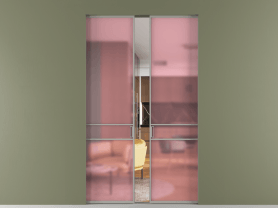 Алюминевая перегородка АЛПР 040.02 МНСР САТ РОЗ. Цвет Алюминий нейтральный серый. Материал Алюминий в эмали. Коллекция Перегородка Formato скрытый пенал 2 створки. Картинка.