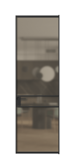 Дверь межкомнатная АЛПЛ040.02 Бронза сатин триплекс ЧЕР. Цвет Алюминий Черный. Материал Алюминий. Коллекция Formato. Картинка.