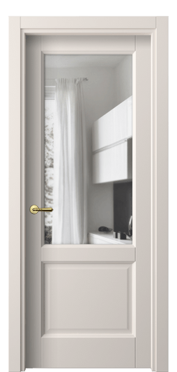 Дверь межкомнатная 1422 ПЭТБ Прозрачное стекло. Цвет ПЭТ тёплый-белый. Материал ПЭТ. Коллекция Galant. Картинка.