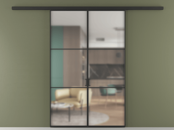 Алюминевая перегородка vd2_03 Matelux Crystalvision ЧЕР. Цвет Алюминий Черный. Материал Алюминий. Коллекция Перегородка Формато вдоль стены 2 створки. Картинка.