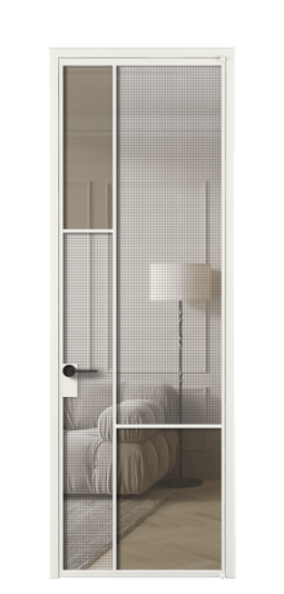 Дверь межкомнатная АЛПЛ041.13 АССР MS+Бронза триплекс. Цвет Алюминий светло-серый. Материал Алюминий в эмали. Коллекция Mosaic. Картинка.