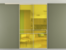 Перегородка Formato вдоль стены на потолок 2 створки с синхронным механизмом