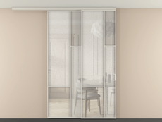 Перегородка Мозаик вдоль стены на потолок 2 створки с синхронным механизмом