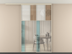 Перегородка Mosaic вдоль стены на потолок 2 створки с синхронным механизмом