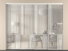 Перегородка Мозаик внутри проёма 4 створки с синхронным механизмом