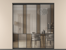 Перегородка Mosaic внутри проёма 3 створки с синхронным механизмом