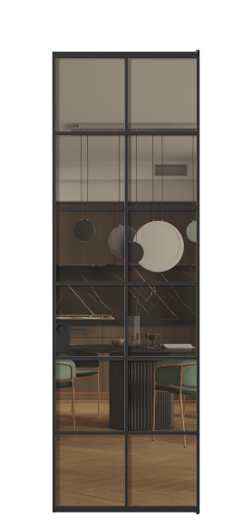 Дверь межкомнатная АЛПЛ040.05 Бронза триплекс ЧЕР. Цвет Алюминий Черный. Материал Алюминий. Коллекция Формато. Картинка.